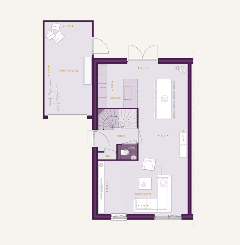 Begane grond - Type J - Twee-onder-een-kapwoning